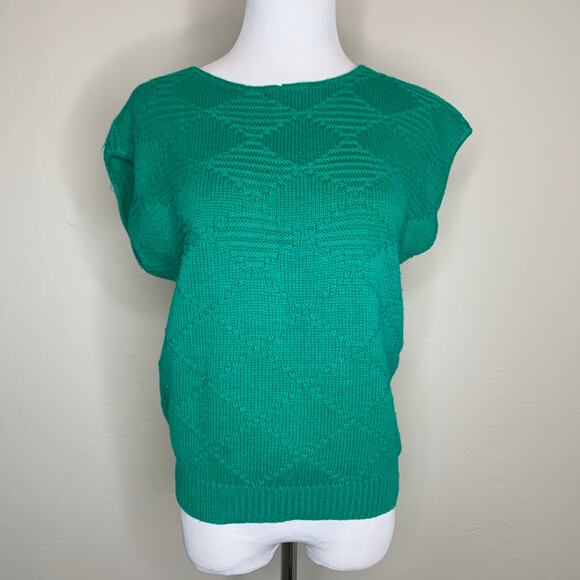 Vintage Herald House Green Cap Sleeve Sweater Textured Sz ? Small - Picture 1 of 8